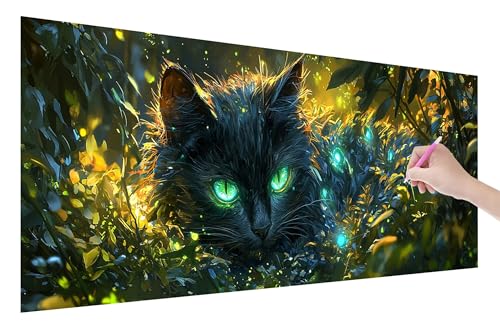 Diamond Painting Erwachsene, Katze Diamant Painting Bilder Set für Anfänger (150x60cm), 5D DIY Crystal Kunst Strass Stickerei Tiere Diamant Malerei Kits, Bastelset Erwachsene für Home Wanddeko, W-5 von Lijahoo