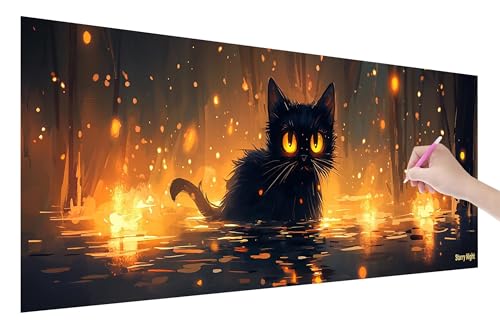 Diamond Painting Erwachsene, Katze Diamant Painting Bilder Set für Anfänger (250x100cm), 5D DIY Crystal Kunst Strass Stickerei Tiere Diamant Malerei Kits, Bastelset Erwachsene für Home Wanddeko, Q-99 von Lijahoo