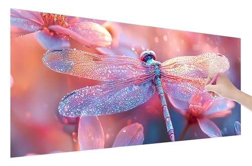 Diamond Painting Erwachsene, Libelle Diamant Painting Bilder Set für Anfänger (150x60cm), 5D DIY Crystal Kunst Strass Stickerei Blumen Diamant Malerei Kits, Bastelset Erwachsene für Home Wanddeko Q-97 von Lijahoo