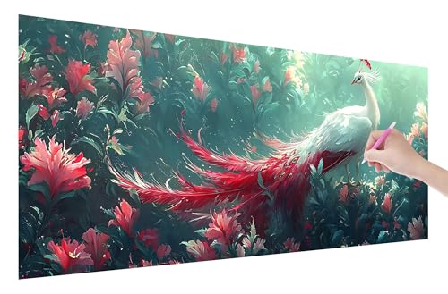 Diamond Painting Erwachsene, Pfau Diamant Painting Bilder Set für Anfänger (150x60cm), 5D DIY Crystal Kunst Strass Stickerei Tiere Diamant Malerei Kits, Bastelset Erwachsene für Home Wanddeko, E-7 von Lijahoo