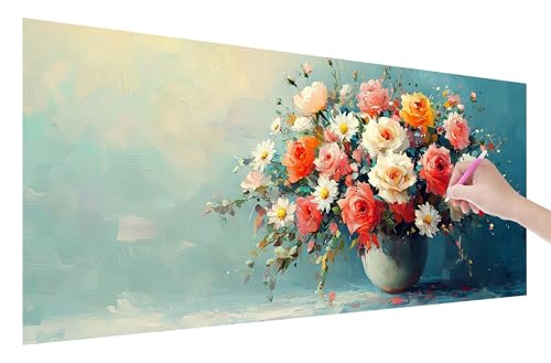 Diamond Painting Erwachsene, Retro Diamant Painting Bilder Set für Anfänger (250x100cm), 5D DIY Crystal Kunst Strass Stickerei Blumen Diamant Malerei Kits, Bastelset Erwachsene für Home Wanddeko, W-37 von Lijahoo