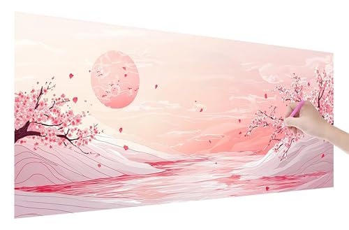 Diamond Painting Erwachsene, Rosa Diamant Painting Bilder Set für Anfänger (150x60cm), 5D DIY Crystal Kunst Strass Stickerei Blumen Diamant Malerei Kits, Bastelset Erwachsene für Home Wanddeko, Q-47 von Lijahoo