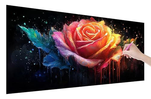 Diamond Painting Erwachsene, Rosen Diamant Painting Bilder Set für Anfänger (150x60cm), 5D DIY Crystal Kunst Strass Stickerei Farbe Diamant Malerei Kits, Bastelset Erwachsene für Home Wanddeko, Q-63 von Lijahoo