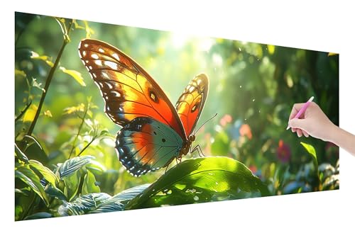 Diamond Painting Erwachsene, Schmetterling Diamant Painting Bilder Set für Anfänger (150x60cm), 5D DIY Crystal Strass Stickerei Niedlich Diamant Malerei Kits, Bastelset Erwachsene für Wanddeko E-83 von Lijahoo