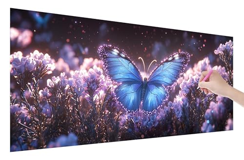 Diamond Painting Erwachsene, Schmetterling Diamant Painting Bilder Set für Anfänger (250x100cm), 5D DIY Crystal Strass Stickerei Blumen Diamant Malerei Kits, Bastelset Erwachsene für Wanddeko W-57 von Lijahoo