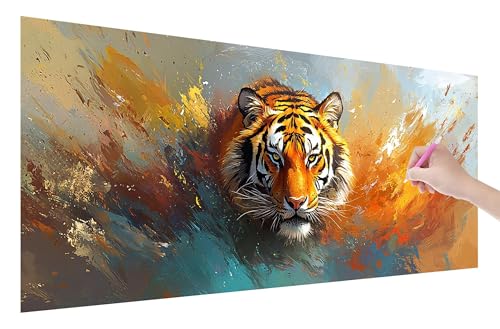 Diamond Painting Erwachsene, Tiger Diamant Painting Bilder Set für Anfänger (150x60cm), 5D DIY Crystal Kunst Strass Stickerei Tiere Diamant Malerei Kits, Bastelset Erwachsene für Home Wanddeko, E-3 von Lijahoo