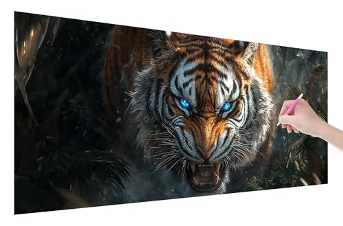 Diamond Painting Erwachsene, Tiger Diamant Painting Bilder Set für Anfänger (150x60cm), 5D DIY Crystal Kunst Strass Stickerei Tiere Diamant Malerei Kits, Bastelset Erwachsene für Home Wanddeko, Q-15 von Lijahoo