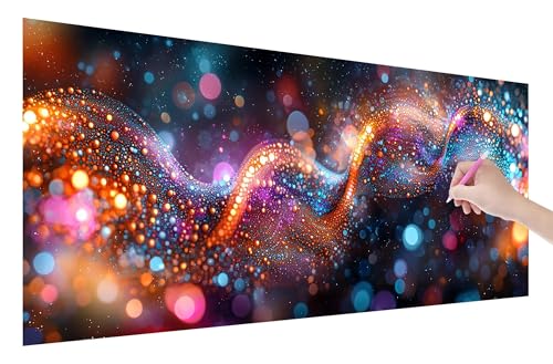 Diamond Painting Farbe, 5D DIY Diamant Painting Bilder Abstrakt 250x100cm, Diamant Malerei Cross Stitch Stickerei Erwachsene Groß XXL, Basteln Erwachsene Set für Geschenke und Zimmer Wand Deko, Q-44 von Lijahoo