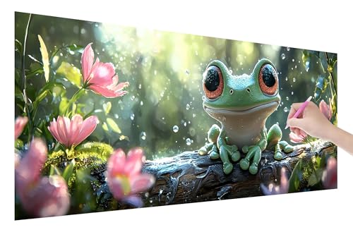 Diamond Painting Frosch, 5D DIY Diamant Painting Bilder Tiere 250x100cm, Diamant Malerei Cross Stitch Stickerei Erwachsene Groß XXL, Basteln Erwachsene Set für Geschenke und Wand Deko Wohnzimmer, E-40 von Lijahoo