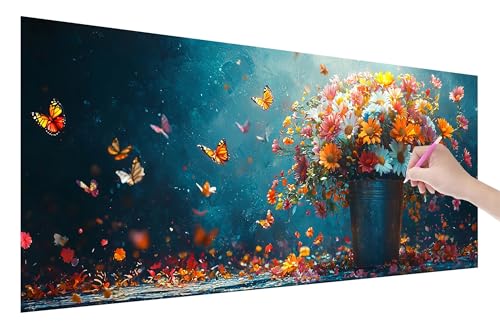 Diamond Painting Gänseblümchen, 5D DIY Diamant Painting Bilder Blumen 150x60cm, Diamant Malerei Cross Stitch Stickerei Erwachsene Groß XXL, Basteln Erwachsene Set für Geschenke, Zimmer Wand Deko, W-18 von Lijahoo