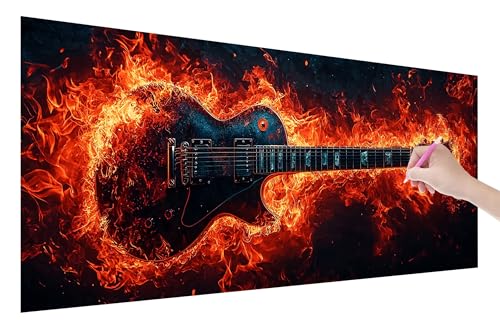 Diamond Painting Gitarre, 5D DIY Diamant Painting Bilder Cool 200x80cm, Diamant Malerei Cross Stitch Stickerei Erwachsene Groß XXL, Basteln Erwachsene Set für Geschenke und Wand Deko Wohnzimmer, O-37 von Lijahoo