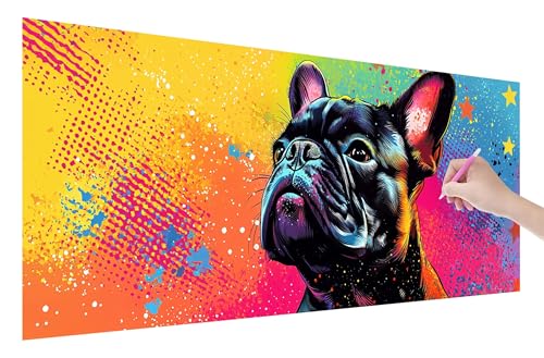 Diamond Painting Hund, 5D DIY Diamant Painting Bilder Farbe 200x80cm, Diamant Malerei Cross Stitch Stickerei Erwachsene Groß XXL, Basteln Erwachsene Set für Geschenke und Wand Deko Wohnzimmer, U-7 von Lijahoo