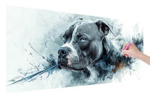 Diamond Painting Hund, 5D DIY Diamant Painting Bilder Tiere 70x30cm, Diamant Malerei Cross Stitch Stickerei Erwachsene Groß XXL, Basteln Erwachsene Set für Geschenke und Wand Deko Wohnzimmer, U-15 von Lijahoo