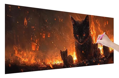 Diamond Painting Katze, 5D DIY Diamant Painting Bilder Geheimnis 250x100cm, Diamant Malerei Cross Stitch Stickerei Erwachsene Groß XXL, Basteln Erwachsene Set für Geschenke und Zimmer Wand Deko, Q-78 von Lijahoo