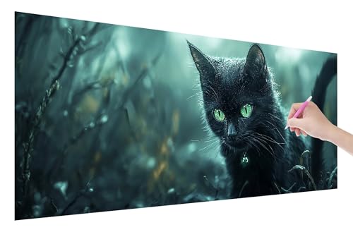 Diamond Painting Katze, 5D DIY Diamant Painting Bilder Tiere 250x100cm, Diamant Malerei Cross Stitch Stickerei Erwachsene Groß XXL, Basteln Erwachsene Set für Geschenke und Wand Deko Wohnzimmer, W-94 von Lijahoo