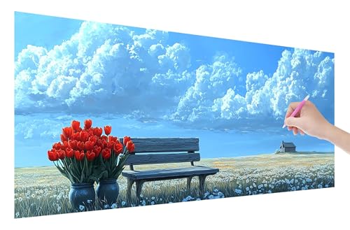 Diamond Painting Landschaft, 5D DIY Diamant Painting Bilder Blumen 250x100cm, Diamant Malerei Cross Stitch Stickerei Erwachsene Groß XXL, Basteln Erwachsene Set für Geschenke, Zimmer Wand Deko, W-38 von Lijahoo