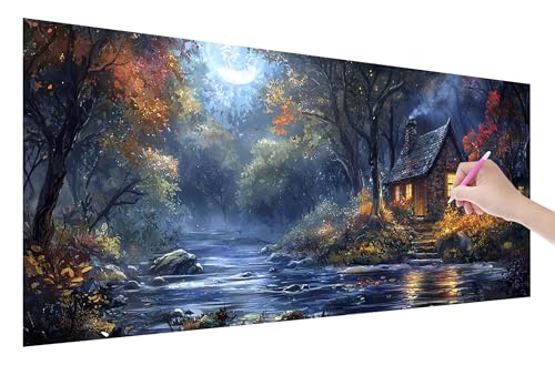 Diamond Painting Landschaft, 5D DIY Diamant Painting Bilder Kabine 250x100cm, Diamant Malerei Cross Stitch Stickerei Erwachsene Groß XXL, Basteln Erwachsene Set für Geschenke, Zimmer Wand Deko, E-50 von Lijahoo