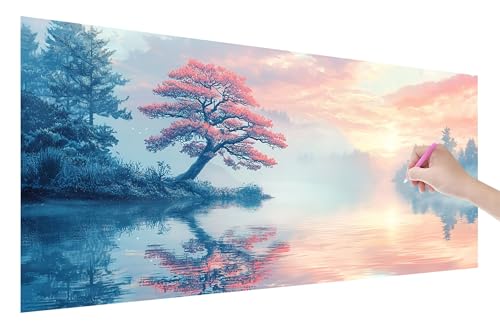 Diamond Painting Landschaft, 5D DIY Diamant Painting Bilder See 200x80cm, Diamant Malerei Cross Stitch Stickerei Erwachsene Groß XXL, Basteln Erwachsene Set für Geschenke und Zimmer Wand Deko, I-31 von Lijahoo