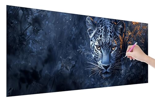 Diamond Painting Leopard, 5D DIY Diamant Painting Bilder Tiere 200x80cm, Diamant Malerei Cross Stitch Stickerei Erwachsene Groß XXL, Basteln Erwachsene Set für Geschenke und Wand Deko Wohnzimmer, I-23 von Lijahoo