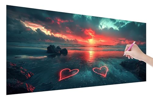 Diamond Painting Liebe, 5D DIY Diamant Painting Bilder Valentinstag 200x80cm, Diamant Malerei Cross Stitch Stickerei Erwachsene Groß XXL, Basteln Erwachsene Set für Geschenke, Zimmer Wand Deko, I-37 von Lijahoo