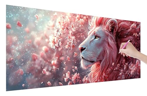 Diamond Painting Löwe, 5D DIY Diamant Painting Bilder Tiere 200x80cm, Diamant Malerei Cross Stitch Stickerei Erwachsene Groß XXL, Basteln Erwachsene Set für Geschenke und Wand Deko Wohnzimmer, I-53 von Lijahoo