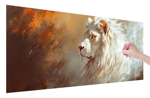 Diamond Painting Löwe, 5D DIY Diamant Painting Bilder Tiere 250x100cm, Diamant Malerei Cross Stitch Stickerei Erwachsene Groß XXL, Basteln Erwachsene Set für Geschenke und Wand Deko Wohnzimmer, Q-16 von Lijahoo