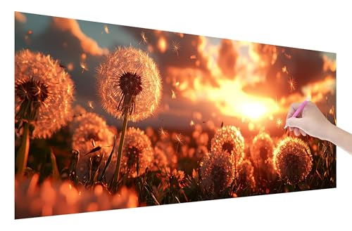 Diamond Painting Löwenzahn, 5D DIY Diamant Painting Bilder Sonnenuntergang 200x80cm, Diamant Malerei Cross Stitch Stickerei Erwachsene Groß XXL, Basteln Erwachsene Set für Geschenke, Wand Deko, I-3 von Lijahoo