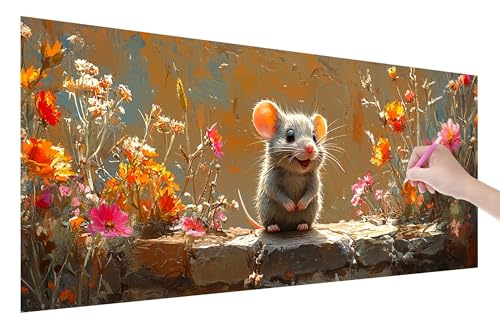 Diamond Painting Maus, 5D DIY Diamant Painting Bilder Blumen 250x100cm, Diamant Malerei Cross Stitch Stickerei Erwachsene Groß XXL, Basteln Erwachsene Set für Geschenke und Wand Deko Wohnzimmer, E-82 von Lijahoo