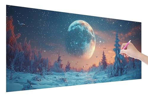 Diamond Painting Mond, 5D DIY Diamant Painting Bilder Landschaft 200x80cm, Diamant Malerei Cross Stitch Stickerei Erwachsene Groß XXL, Basteln Erwachsene Set für Geschenke und Zimmer Wand Deko, I-65 von Lijahoo