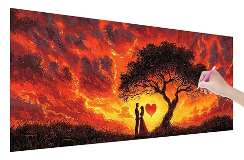 Diamond Painting Paar, 5D DIY Diamant Painting Bilder Valentinstag 250x100cm, Diamant Malerei Cross Stitch Stickerei Erwachsene Groß XXL, Basteln Erwachsene Set für Geschenke, Zimmer Wand Deko, W-96 von Lijahoo