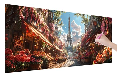 Diamond Painting Paris, 5D DIY Diamant Painting Bilder Landschaft 200x80cm, Diamant Malerei Cross Stitch Stickerei Erwachsene Groß XXL, Basteln Erwachsene Set für Geschenke und Zimmer Wand Deko, I-55 von Lijahoo