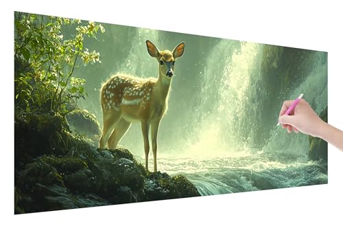 Diamond Painting Reh, 5D DIY Diamant Painting Bilder Fallen 120x50cm, Diamant Malerei Cross Stitch Stickerei Erwachsene Groß XXL, Basteln Erwachsene Set für Geschenke und Wand Deko Wohnzimmer, Y-81 von Lijahoo