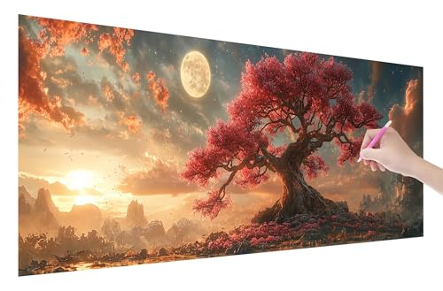 Diamond Painting Springen, 5D DIY Diamant Painting Bilder Kirschblüten 150x60cm, Diamant Malerei Cross Stitch Stickerei Erwachsene Groß XXL, Basteln Erwachsene Set für Geschenke, Wand Deko, W-90 von Lijahoo