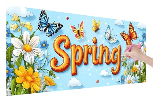 Diamond Painting Springen, 5D DIY Diamant Painting Bilder Schmetterling 150x60cm, Diamant Malerei Cross Stitch Stickerei Erwachsene Groß XXL, Basteln Erwachsene Set für Geschenke, Wand Deko, Q-58 von Lijahoo