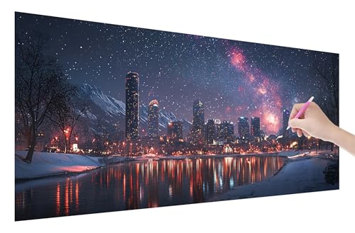 Diamond Painting Stadt, 5D DIY Diamant Painting Bilder Landschaft 200x80cm, Diamant Malerei Cross Stitch Stickerei Erwachsene Groß XXL, Basteln Erwachsene Set für Geschenke und Zimmer Wand Deko, I-59 von Lijahoo