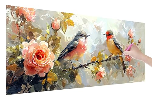 Diamond Painting Tier, 5D DIY Diamant Painting Bilder Vogel 250x100cm, Diamant Malerei Cross Stitch Stickerei Erwachsene Groß XXL, Basteln Erwachsene Set für Geschenke und Wand Deko Wohnzimmer, W-86 von Lijahoo