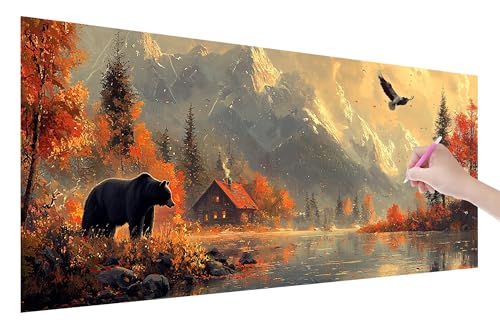 Diamond Painting Tragen, 5D DIY Diamant Painting Bilder Landschaft 200x80cm, Diamant Malerei Cross Stitch Stickerei Erwachsene Groß XXL, Basteln Erwachsene Set für Geschenke und Zimmer Wand Deko, U-91 von Lijahoo