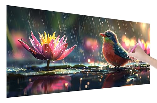 Diamond Painting Vogel, 5D DIY Diamant Painting Bilder Blumen 250x100cm, Diamant Malerei Cross Stitch Stickerei Erwachsene Groß XXL, Basteln Erwachsene Set für Geschenke und Wand Deko Wohnzimmer, E-38 von Lijahoo