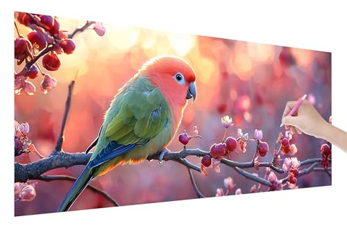 Diamond Painting Vogel, 5D DIY Diamant Painting Bilder Springen 150x60cm, Diamant Malerei Cross Stitch Stickerei Erwachsene Groß XXL, Basteln Erwachsene Set für Geschenke und Zimmer Wand Deko, E-56 von Lijahoo