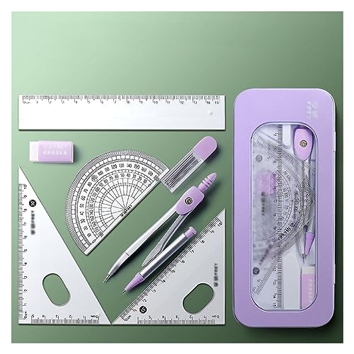 mathematik geometrie 7PCS Edelstahl Kompass Set Mathematik Geometrie Werkzeuge mit Radiergummi Lineal Student Carpenter Ausarbeitung Zeichnung Schule Liefert werkzeugset for schüler(Purple) von Lijiaxiuyc-101