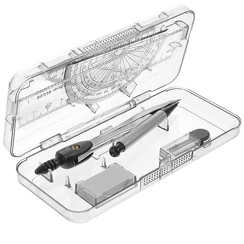 mathematik geometrie Geometrie-Set mit Radiergummi, Lineal-Set, transparentem Winkelmesser-Set und Mathe-Zirkel, mit Minennachfüllungen, Zeichenkompass for Geometrie-Set, Zeichenwerkzeug-Set for Schül von Lijiaxiuyc-101