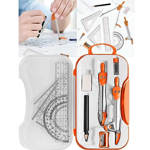 mathematik geometrie Mathe-Geometrie-Set, Winkelmesser, Zirkel-Set, Dreieck, Lineal, Schreibwaren, Radiergummi for Entwürfe, Ingenieurbüro, Werkzeuge, Lehrer werkzeugset for schüler(Orange) von Lijiaxiuyc-101