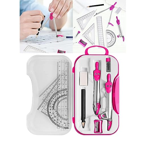 mathematik geometrie Mathe-Geometrie-Set, Winkelmesser, Zirkel-Set, Dreieck, Lineal, Schreibwaren, Radiergummi for Entwürfe, Ingenieurbüro, Werkzeuge, Lehrer werkzeugset for schüler(Pink) von Lijiaxiuyc-101