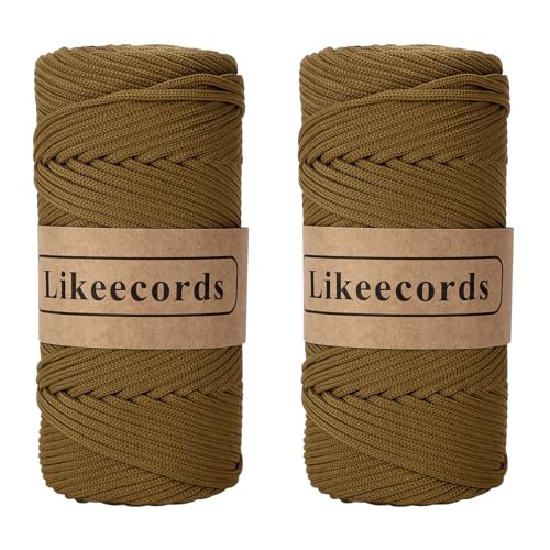 Likeecords 2 Rollen Makramee Garn 4mm x 130m Premium Polyester Kordelband Polypropylene Yarn Nylonschnur für Handwerk Häkelgarn für Taschen Wohndekorationen Umhängetasche Handtasche von Likeecords