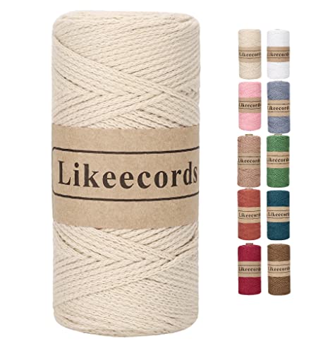 Likeecords garn für taschen häkeln 2mm x 170m,makramee garn,baumwollgarn zum häkeln,100% Baumwolle Schlauchgarn for Knitting,Crochet, Weaving Gift（Aprikosenfarbe） von Likeecords