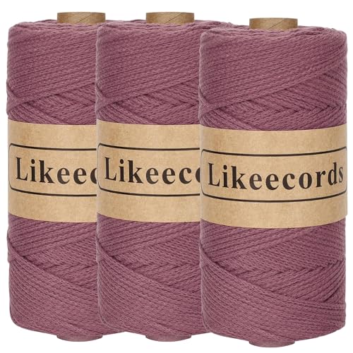 Likeecords Makramee Garn 2mm x 510m Crochet Rope 100% Baumwolle Makramee-Seil Crochet Bag Cord Makrame Rope Crochet Thread Geschenk für Stricker (Deep Purple) von Likeecords