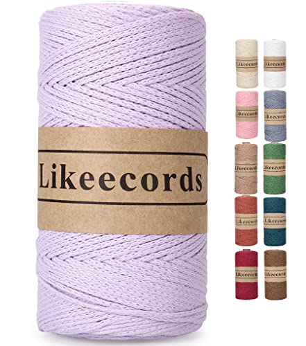 Likeecords garn für taschen häkeln 2mm x 170m,makramee garn,baumwollgarn zum häkeln,100% Baumwolle Schlauchgarn for Knitting,Crochet, Weaving Gift（Lavendel） von Likeecords