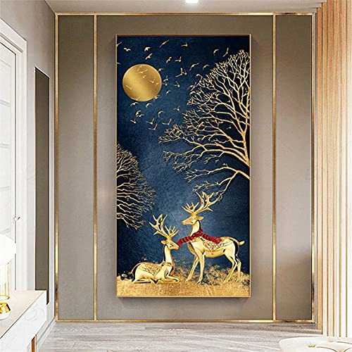 5D DIY Diamant Painting Bilder groß,Mondbaumhirsch Diamond Painting Set Vollbohrer,Diamant Malerei Erwachsene & Kinder Crystal Strass Stickerei Cross Stickerei Home Dekoration 40x120cm/16x47in von Likixin