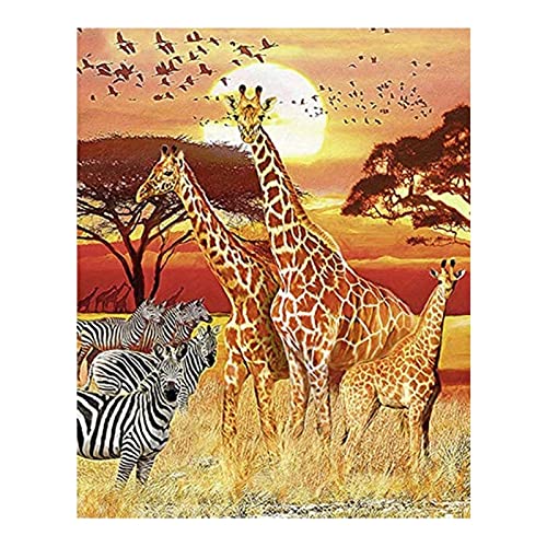 Diamant Painting Bilder Groß,Afrika Giraffe Zebra Diamond Painting Set,5D Diamant Gemälde Art Kit,Malen Nach Zahlen,Full Drill Kristall Strass Diamant Malerei,Home Dekoration Geschenk,30x40cm von Likixin