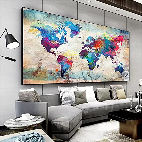 Likixin 5D DIY Diamant Painting Bilder groß,Weltkarte Diamond Painting Set Vollbohrer,Diamant Malerei Erwachsene & Kinder Crystal Strass Stickerei Cross Stickerei Home Dekoration 70x140cm/27x55in von Likixin